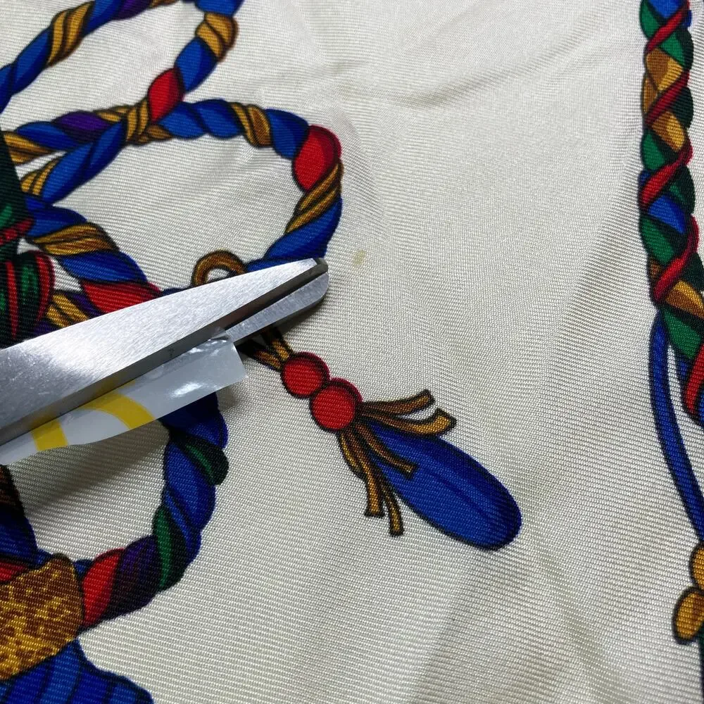 ECHO Vintage Tassel Tie Multicolor Silk Scarf 34.75” Square